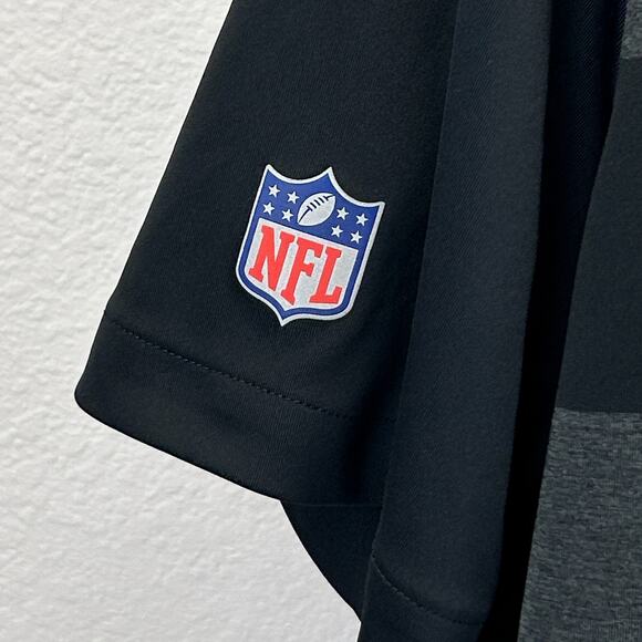 Las Vegas Raiders Polo Shirt Black Striped NFL On Field SS Nike Dri Fit L Large - Picture 6 of 10